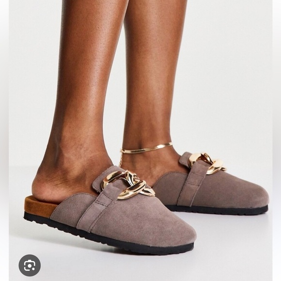 ASOS ASRA Fiscal clogs in mauve suede with chain detail - Size: 38 - Picture 12 of 12